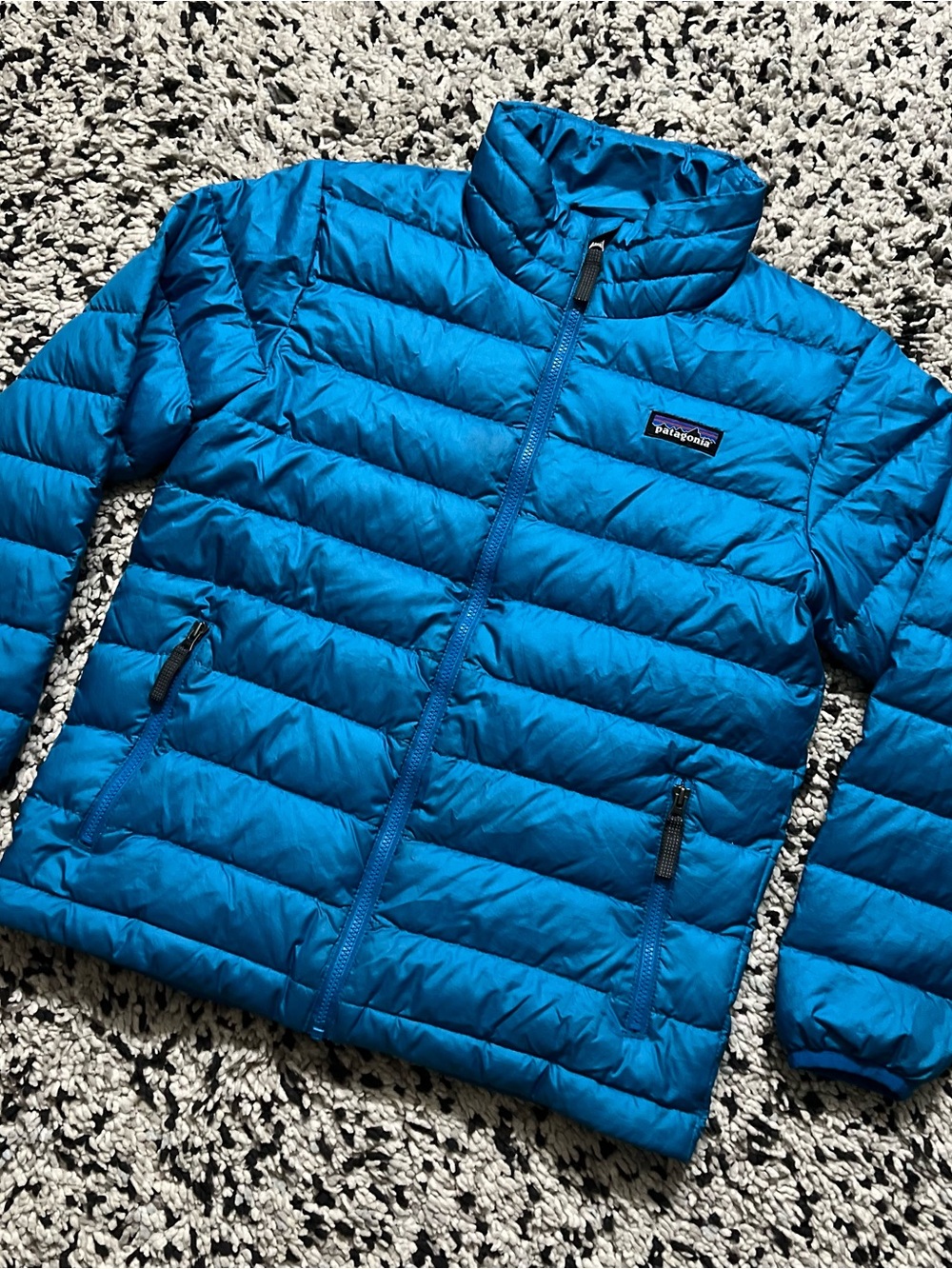 Patagonia Boys Down Sweater Jacket Blue Puffer 68245 Full Zip Size 7-8Y - Picture 4 of 16